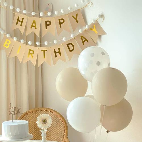 牛皮纸烫金字母鱼尾拉旗生日快乐