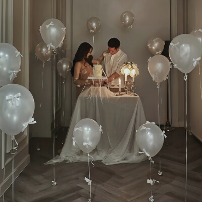 珠光白蝴蝶结乳胶球装扮布置套餐