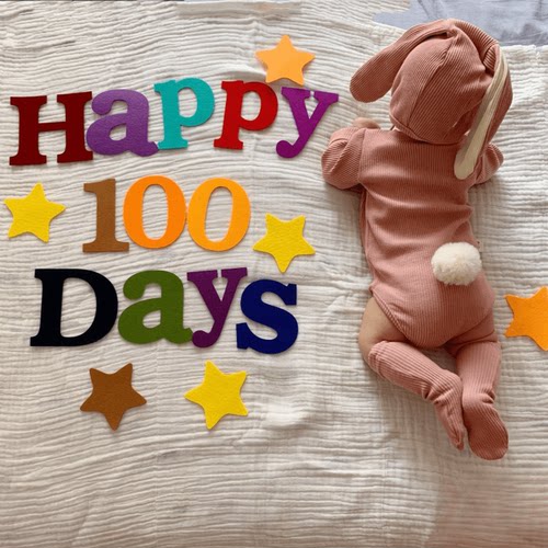 HAPPY100DAYS无纺布拉旗百天布置