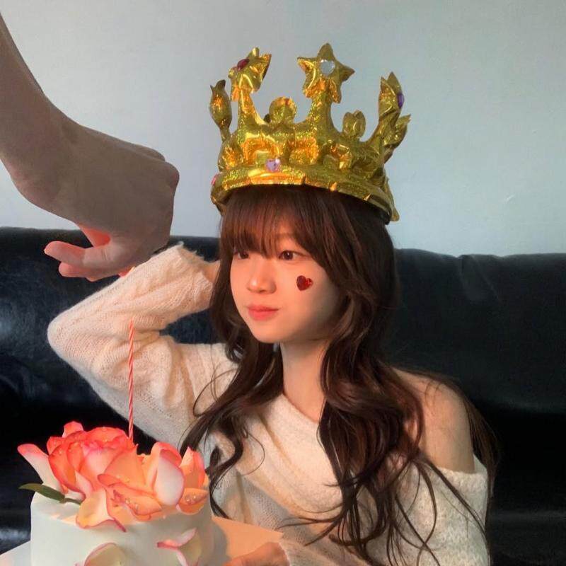 镭射金色王冠头箍铝膜气球生日帽