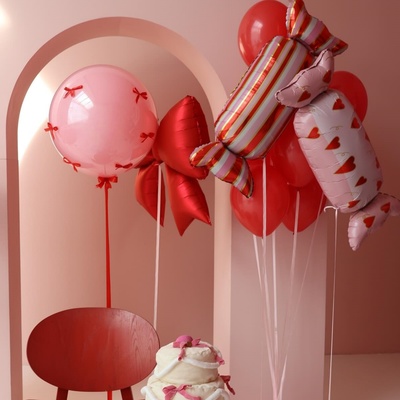 圣诞节爱心条纹卡通糖果铝膜气球