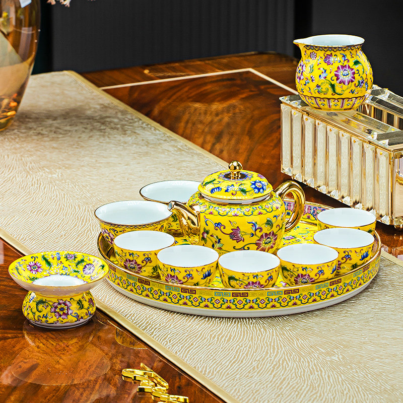 景德镇高档骨瓷茶具套装珐琅彩中式功夫茶具茶壶套装家用高档送礼
