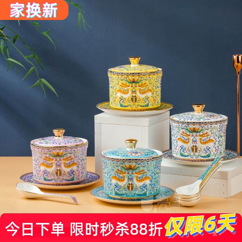 景德镇家用汤盅酒店位盅带勺