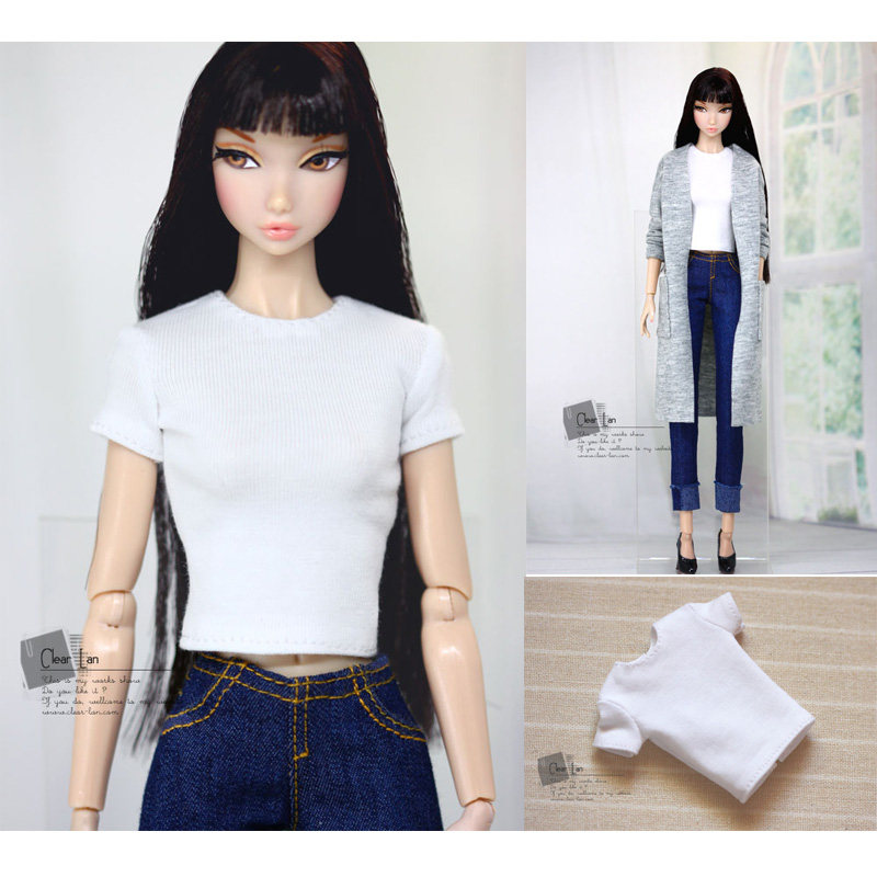 [M-202203-06-A]小圆领短袖T恤-白色/FR Momoko OB 芭比 6分娃衣