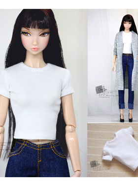 [M-202203-06-A]小圆领短袖T恤-白色/FR Momoko OB 芭比 6分娃衣