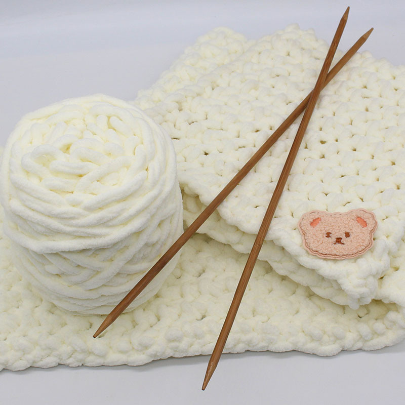 邮选冰条线小熊围巾粗毛线手工编织DIY毛线坐垫拖鞋线粗线2两不掉