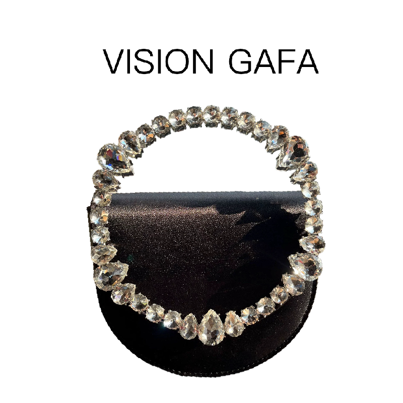 25新款法式仙女包镶钻水滴马鞍包小红书同款缎面晚宴单肩斜挎包