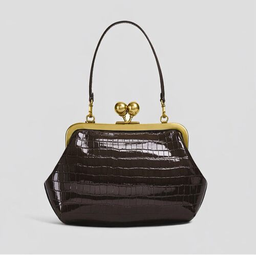 轻奢小众鳄鱼纹夹子包2026新款欧美晚宴手拿包大容量手提单肩包女