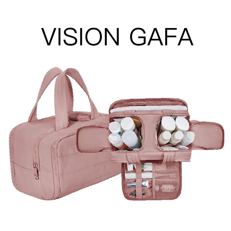 跨境大容量化妆包便捷式手提洗漱包蓬松轻质大号宽开口化妆洗漱包