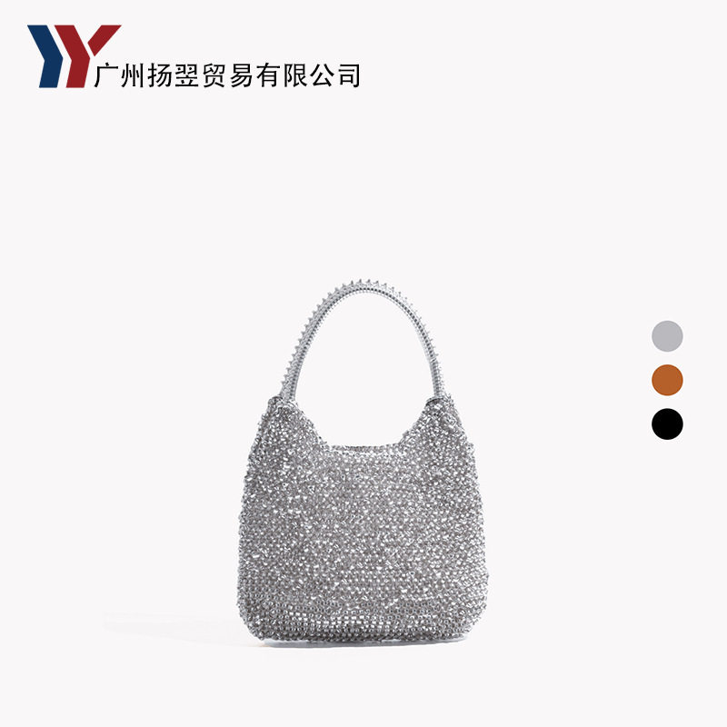 韩版纯手工编织手提包包金属链条斜挎包度假沙滩包手机耳机零钱包