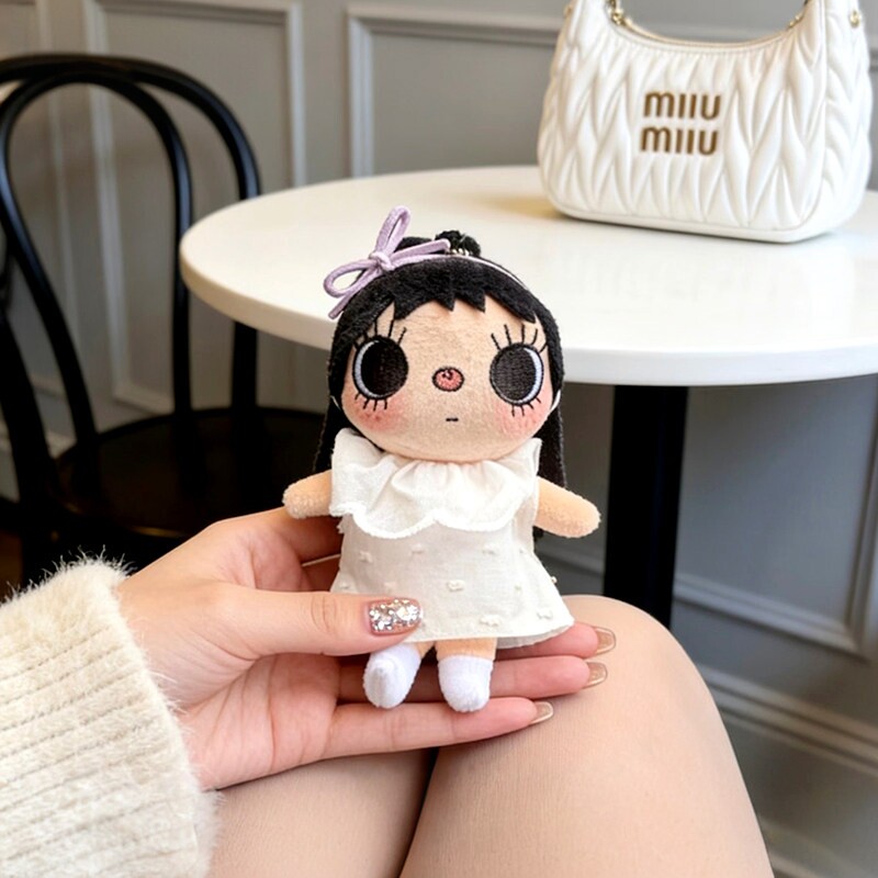 日版小玉画展白荷叶边裙套装挂件