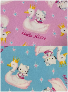平替日本中古布料定制进口帆布布料面料 kitty天鹅船高清手工
