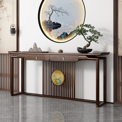 新中式玄关桌乌金木实木玄关柜