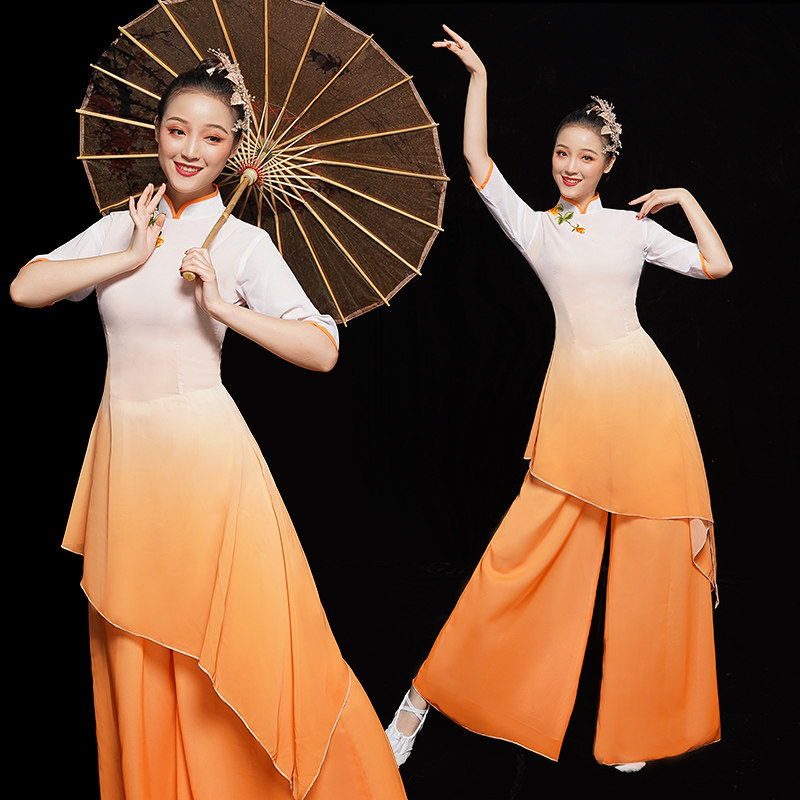 高档古典舞演出服女飘逸新款中国风秧歌舞蹈服装广场舞扇子舞伞舞