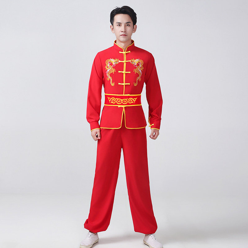高档成人武术服演出服男女打鼓腰鼓舞龙舞狮中国风秧歌舞太极表演