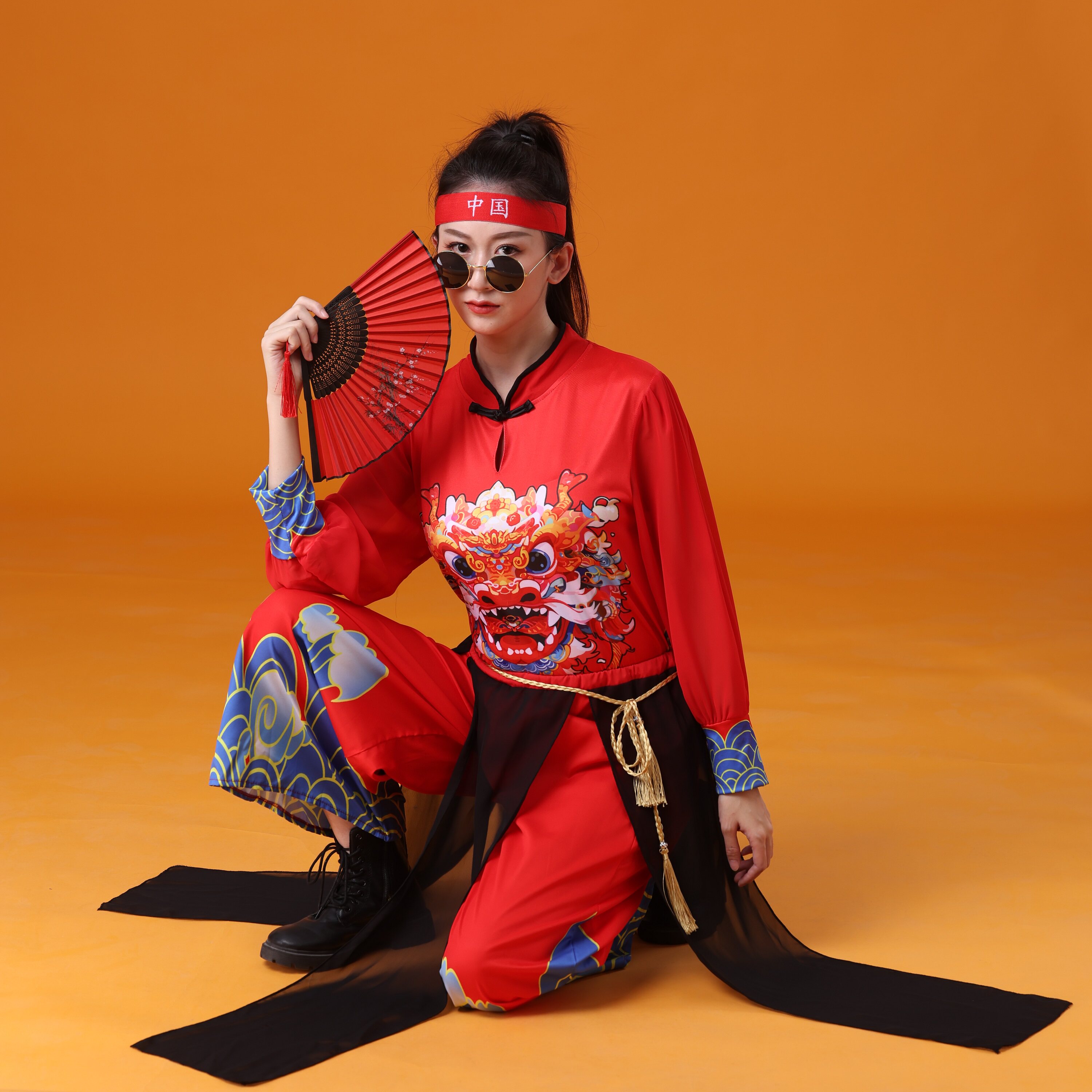 高档六一国潮舞蹈打鼓服古典舞中国风鼓舞民族舞新中式表演服男女