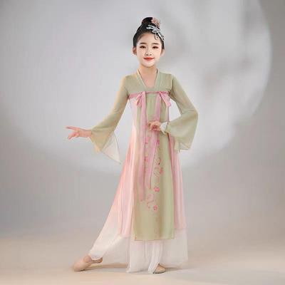 儿童古典舞演出服中国舞服民族飘逸纱衣女童神韵舞蹈练功服扇子舞