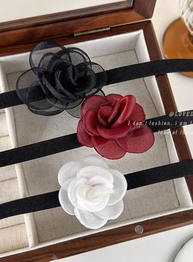 欧美跨境复古玫瑰花朵项链手链花朵项圈法式优雅名媛甜美choker女