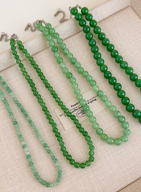 新中式显白玉绿色串珠项链