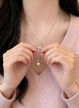 简约镂空葫芦珍珠吊坠项链