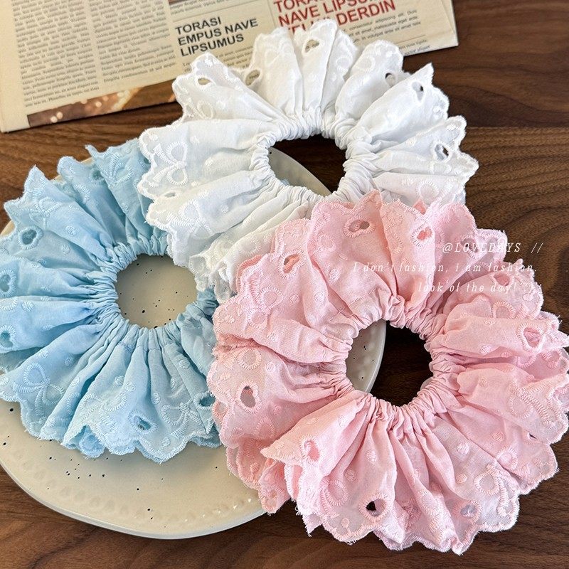 韩版小众爱心镂空芭蕾风刺绣蕾丝大肠发圈重工四层马尾大号发绳女,饰品/流行首饰/时尚饰品新,发饰,淘宝优惠券,粉丝福利购,淘宝优惠卷