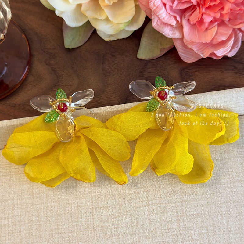 度假风海边耳坠耳饰透明树脂花朵