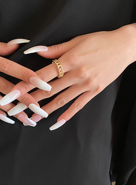 锆石麻花戒指女ins冷淡风小众设计感食指指环时尚个性气质开口戒