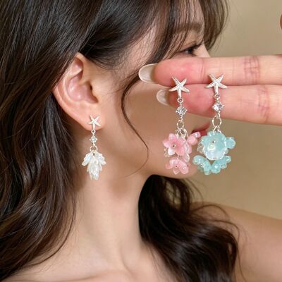 漫步海岛海星贝壳流苏耳钉度假风