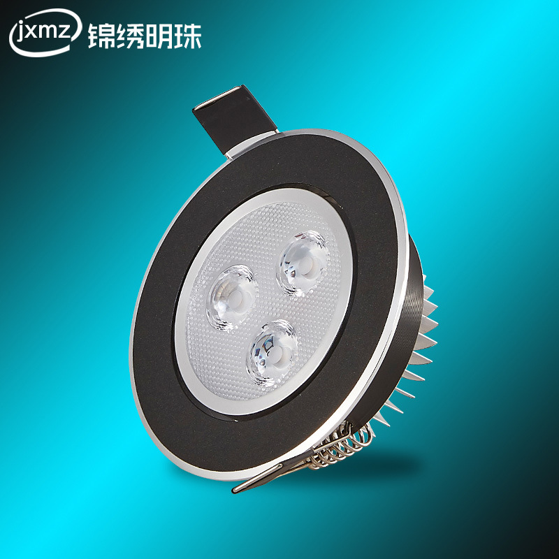射灯天黑色嵌入式花灯1w3w4w开孔7/8.5/9公分牛眼灯吊顶砂家用