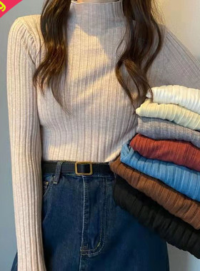 3XL women winter autumn sweater elastic knit tops turtleneck