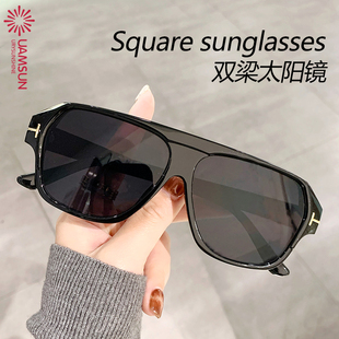 Square sunglasses 欧美双梁太阳镜方框太阳眼镜简约厚框墨镜潮流
