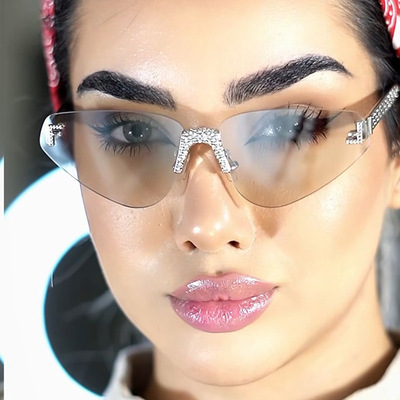 字母F太阳镜镶钻防紫外线欧美女