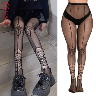 Sexy Fishnets Stockings 暗黑蜘蛛镂空渔网袜辣妹黑丝打底连裤袜