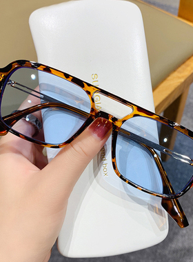 双梁太阳镜镂空防晒韩版女方形