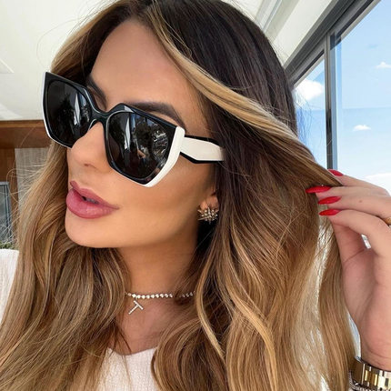 2026 Women Sunglasses猫眼宽镜腿墨镜女高级感ins防紫外线太阳镜