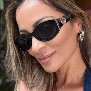 2025 Oval sunglasses椭圆太阳眼镜女复古窄框太阳镜防紫外线墨镜