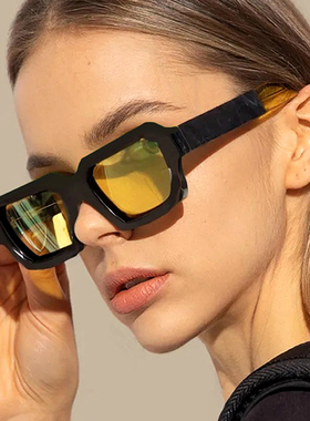 小框太阳镜拼色防紫外线欧美方形