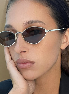 复古墨镜菱形太阳眼镜金属太阳镜