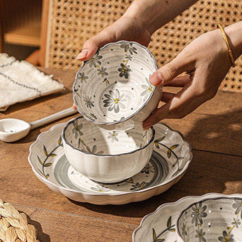 荷意小清新碗碟餐具套装家用釉下彩饭碗单个陶瓷汤碗菜盘2026新款,餐饮具,碗,淘宝优惠券,粉丝福利购,淘宝优惠卷