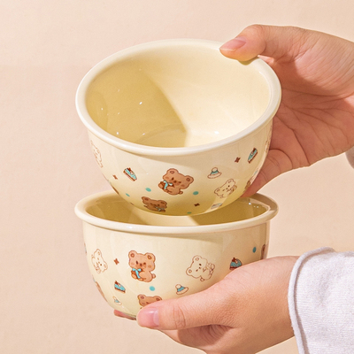 可爱奶油风碗碟筷套装家用陶瓷2025新款一人食漂亮餐具高颜值盘子