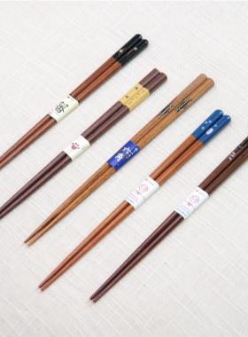 日本进口筷子石田天然木家用木质餐具环保日式尖头洗碗机原木筷