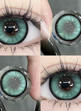 仿片人绿美瞳日抛30片粗边绿色混血隐形眼镜10片装WF官方旗舰店TN