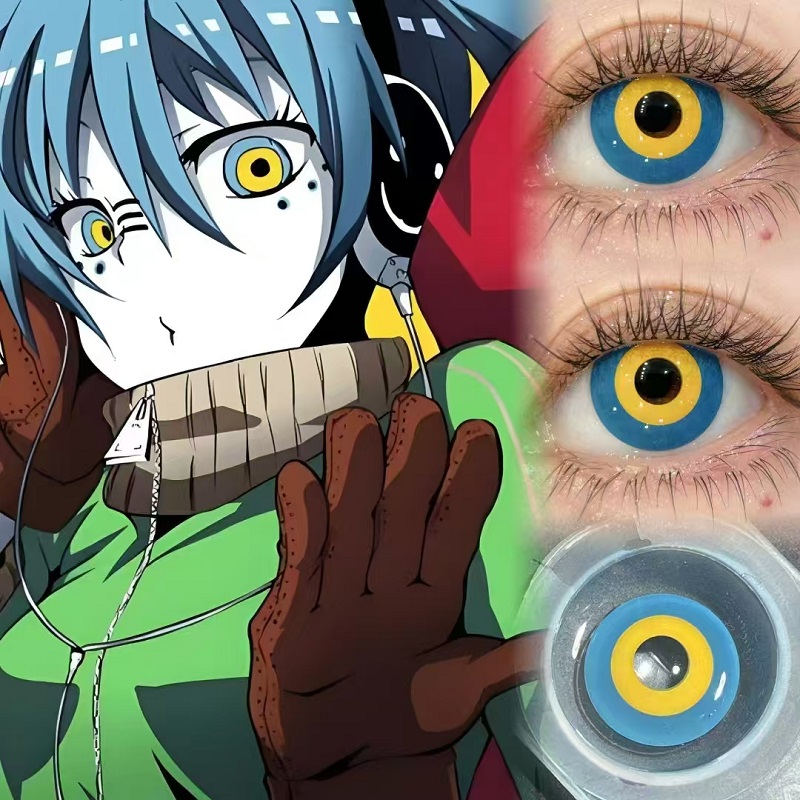 头七怪谈佴和cos蛋子美瞳蛋妹漫展绿黄红蓝环金木研隐形眼镜TJ