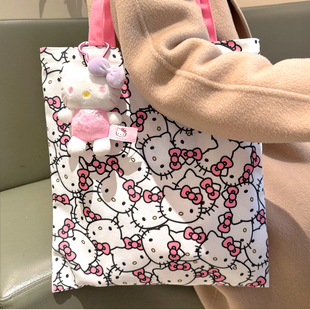 hello kitty可爱卡通帆布袋单肩包手提学生拉链资料袋装书补习袋