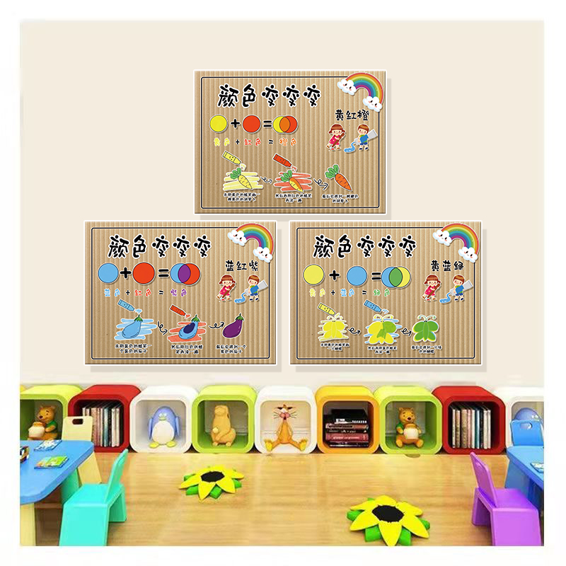 幼儿园美工区环创折一折彩泥很棒