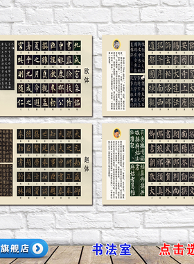 培训班楷书四大家赵体硬笔书法字帖校园文化墙贴室书法教室布置