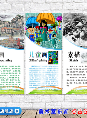 美术室装饰墙贴班级标语布置画室展板功能文化墙国画油画简介海报