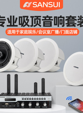 山水T8无线蓝牙吸顶音响喇叭套装嵌入式同轴吊顶装修音箱广播工程