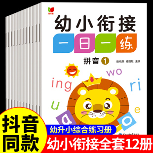 幼小衔接一日一练教材全套12册 学前班升一年级幼儿园大班入学准备大练习拼音数学识字书幼儿认字专项训练测试卷综合练习题册每日