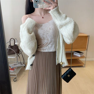 高级感温和细腻金丝绒美背吊带文胸一体二合一背心女秋冬新款